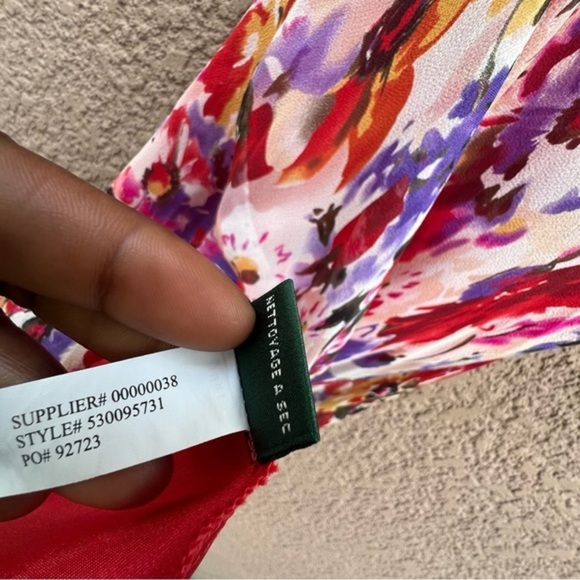 Lauren Ralph Lauren Womens Silk Spring‎ Dress Lined Floral Red Size 6 - Picture 7 of 10